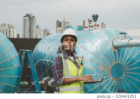 Industrial engineer work on site. engineer visit and inspection site engineer at industrial site. Inspector engineer check and working on site Industrial engineer work on site. engineer visit and inspection site engineer at industrial site. Inspector engineer check and working on site 120441851