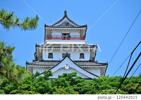 青空に映える「唐津城 天守閣」と石垣・眺望 120442015
