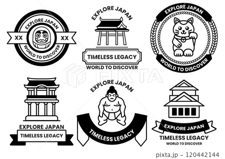 A set of different badges in concept of Explore Japan 120442144