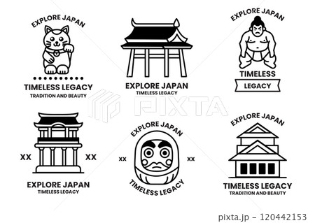 A set of different badges in concept of Explore Japan 120442153