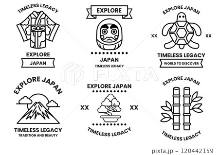 A set of different badges in concept of Explore Japan 120442159