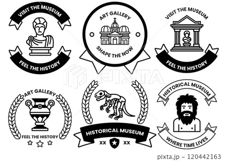 A set of different historical museum badges A set of different historical museum badges 120442163