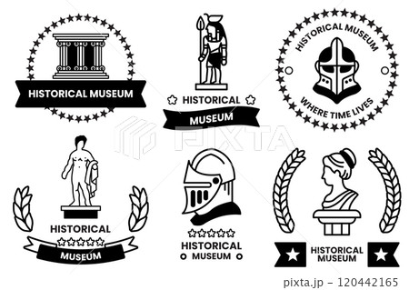 A set of different historical museum badges A set of different historical museum badges 120442165