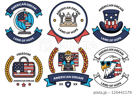 A set of different American dream badges 120442179