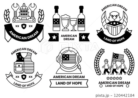 A set of different American dream badges 120442184