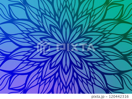 Blue flower green art mandala geometric background  120442316