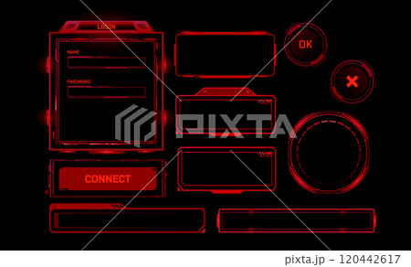 Futuristic red interface elements 120442617