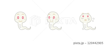 ヘビイラスト3種01ノーマル・頭上注意（白）｜クリップアート 120442905