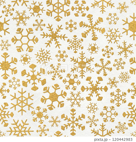 雪の結晶が繋がる、白い冬のシームレスパターン 雪の結晶が繋がる、白い冬のシームレスパターン 120442983
