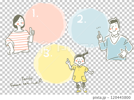 Frame set of a family of three - Stylish and cute hand-drawn illustrations 120443800