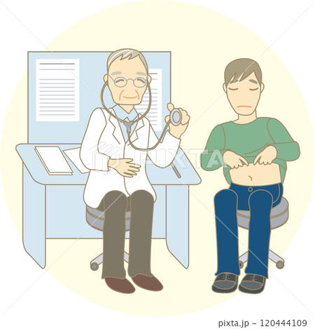 病院で優しそうな医師の診察を受ける人 病院で優しそうな医師の診察を受ける人 120444109