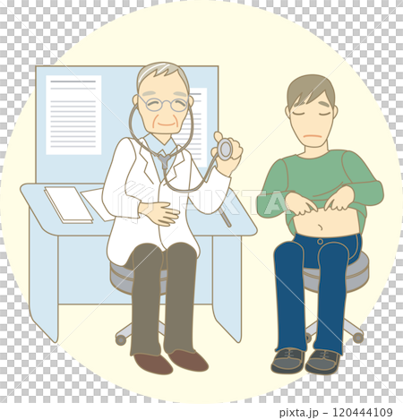 病院で優しそうな医師の診察を受ける人 病院で優しそうな医師の診察を受ける人 120444109