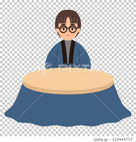 穿著被爐的男人的插圖 穿著被爐的男人的插圖 120444757