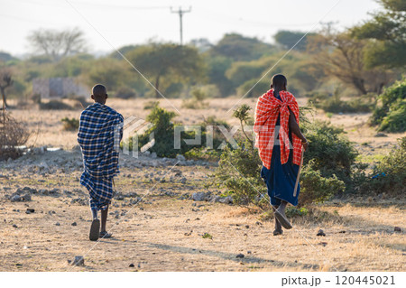 タンザニアのマサイ族の村 120445021
