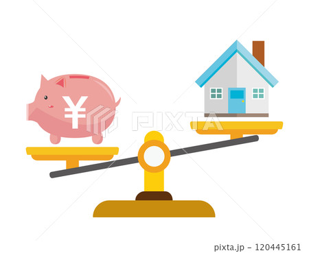 シンプルな天秤のイラスト お金のイラスト シンプルな天秤のイラスト お金のイラスト 120445161