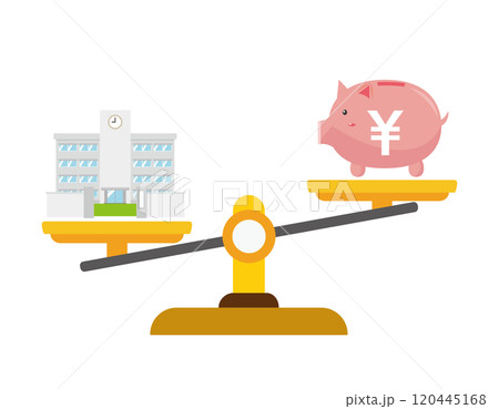 シンプルな天秤のイラスト　お金のイラスト 120445168