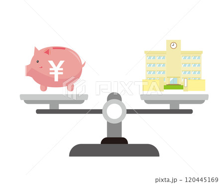 シンプルな天秤のイラスト　お金のイラスト 120445169