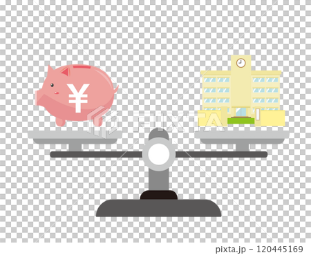 シンプルな天秤のイラスト　お金のイラスト 120445169