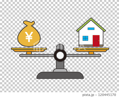 シンプルな天秤のイラスト　お金のイラスト 120445170