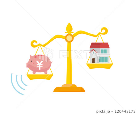 シンプルな天秤のイラスト　お金のイラスト 120445175