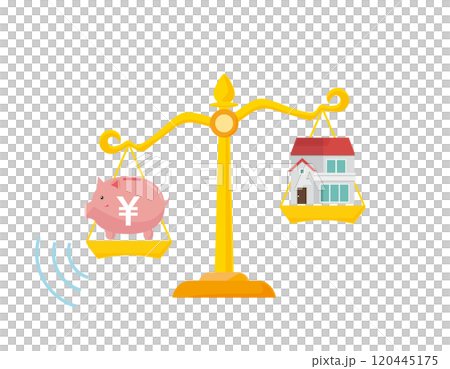 シンプルな天秤のイラスト　お金のイラスト 120445175