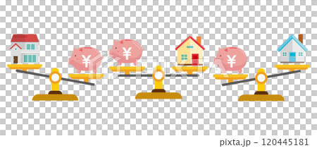 シンプルな天秤のイラスト　お金のイラスト 120445181