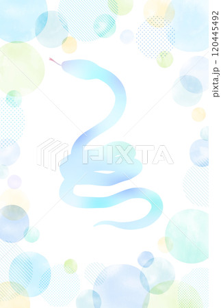 2025 巳年 令和7年 水彩ドット柄背景 蛇年賀状 120445492