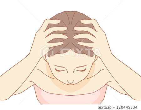 頭皮をマッサージする女性のイラスト 頭皮をマッサージする女性のイラスト 120445534