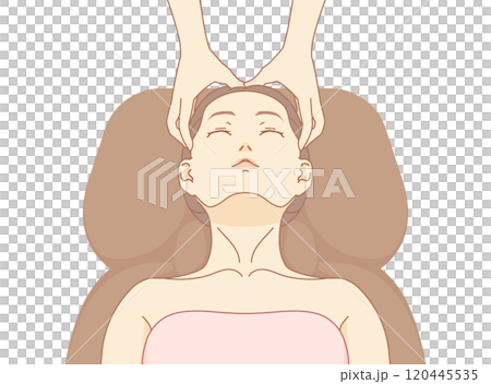 一名婦女接受頭部水療治療的插圖 120445535