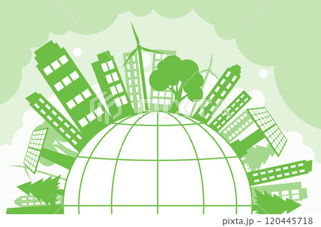 Modern city planet green silhouette Modern city planet green silhouette 120445718