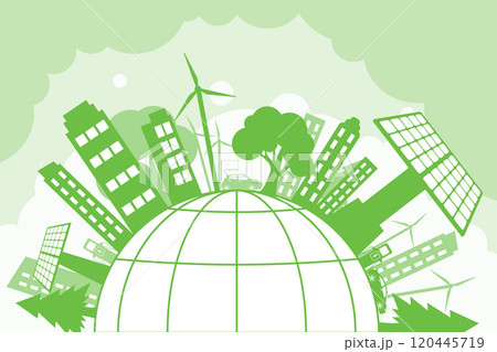 Modern city planet green silhouette Modern city planet green silhouette 120445719