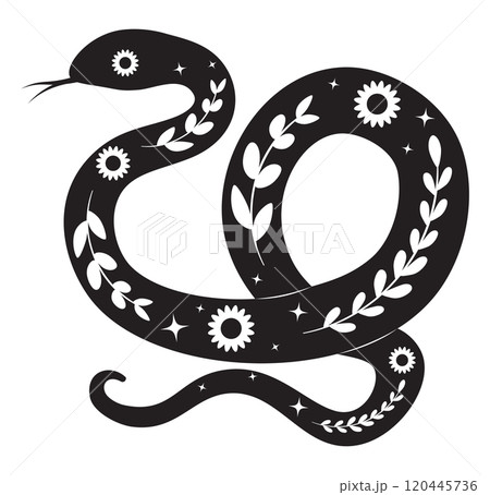 Snake silhouette with floral 120445736