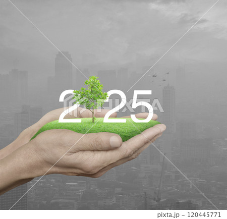 Happy new year 2025 ecological cover concept 120445771