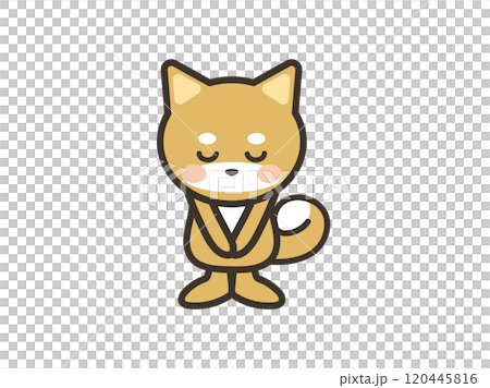 一隻可愛的狗低下頭道歉的插圖 120445816