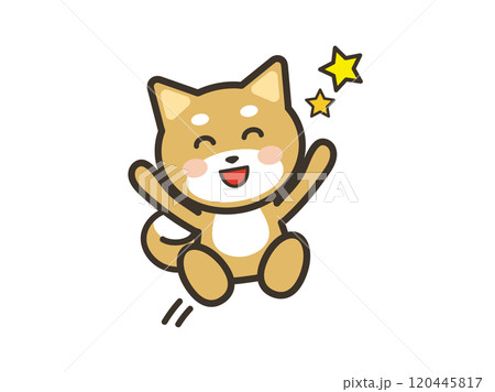 大喜びで飛び跳ねるかわいい犬のイラスト 大喜びで飛び跳ねるかわいい犬のイラスト 120445817