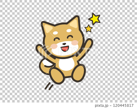 Illustration of a cute dog jumping with joy 120445817