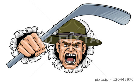 Drill Instructor Sergeant Ice Hockey Sports Mascot Drill Instructor Sergeant Ice Hockey Sports Mascot 120445976