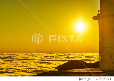 Torre peak at sunset, Serra da Estrela in Portugal. Torre peak at sunset, Serra da Estrela in Portugal. 120446254