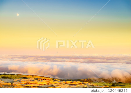 Clouds above mountain. Serra da Estrela in Portugal. Clouds above mountain. Serra da Estrela in Portugal. 120446255