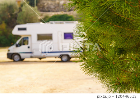 Camper camping on nature Camper camping on nature 120446315