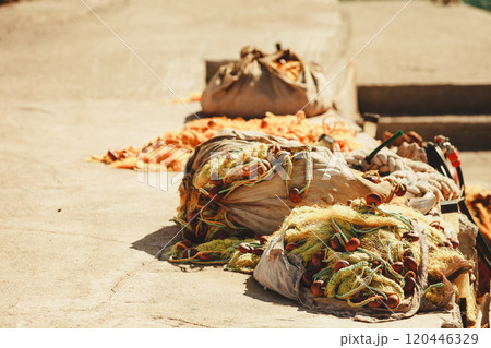 Fishing nets in port 120446329