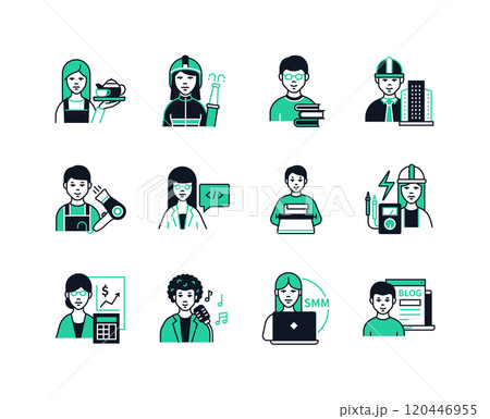 Professions for women and men - line design style icons set 120446955