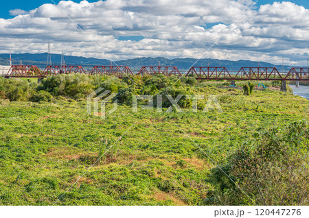 京都府八幡市を流れる木津川 京都府八幡市を流れる木津川 120447276