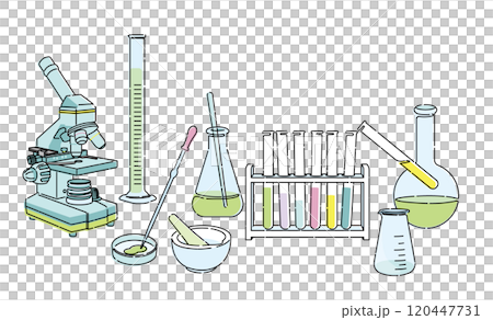 化学実験器具のゆるいベクターイラストイメージ 120447731