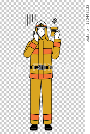 一名身穿防火服的消防員查看了自己的銀行存摺後顯得很沮喪。 一名身穿防火服的消防員查看了自己的銀行存摺後顯得很沮喪。 120448132