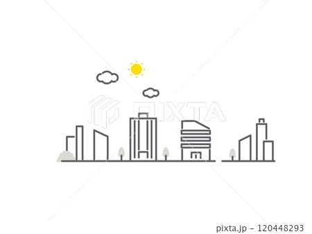 オフィス街の景観　シンプルでお洒落な線画イラスト 120448293