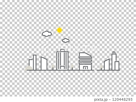 辦公室城市景觀-簡單時尚的線條畫插圖 120448293