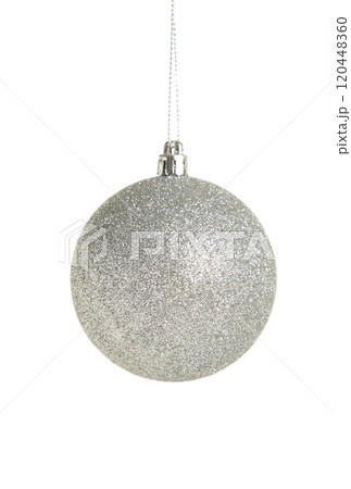 Shiny silver Christmas ball isolated on white background Shiny silver Christmas ball isolated on white background 120448360