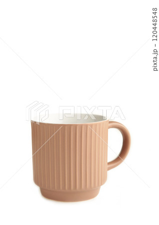 Beige cup isolated on a white background 120448548