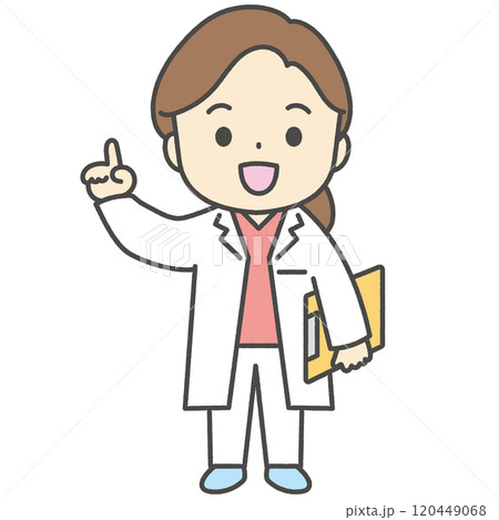 解説する女性歯科医師 キャラクターイラスト アイコン 解説する女性歯科医師 キャラクターイラスト アイコン 120449068